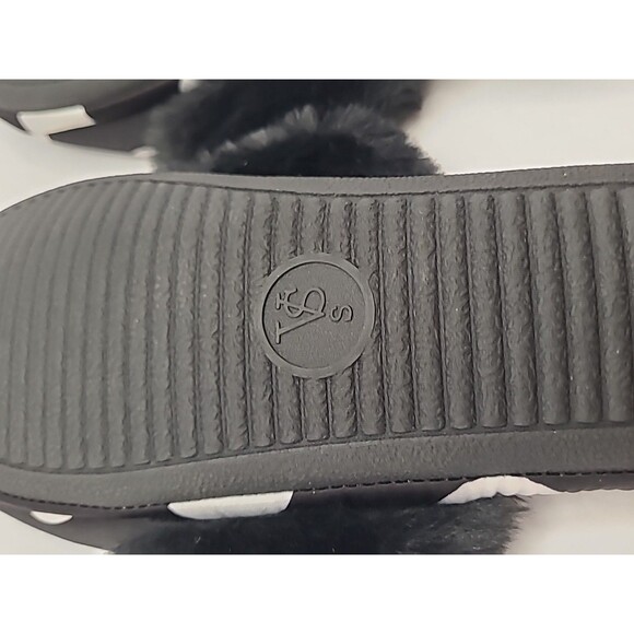 Victorias Secret Slippers Shoes  Size 5/6 Satin Faux Fur Trim Polka Dot - Picture 8 of 9